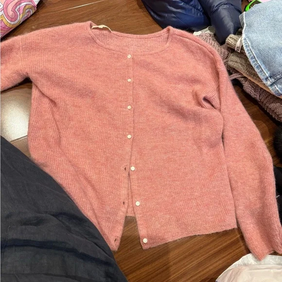 Sezane / gaspard rosewood pink botton  cardigan Women's Sweater small S - Picture 4 of 5